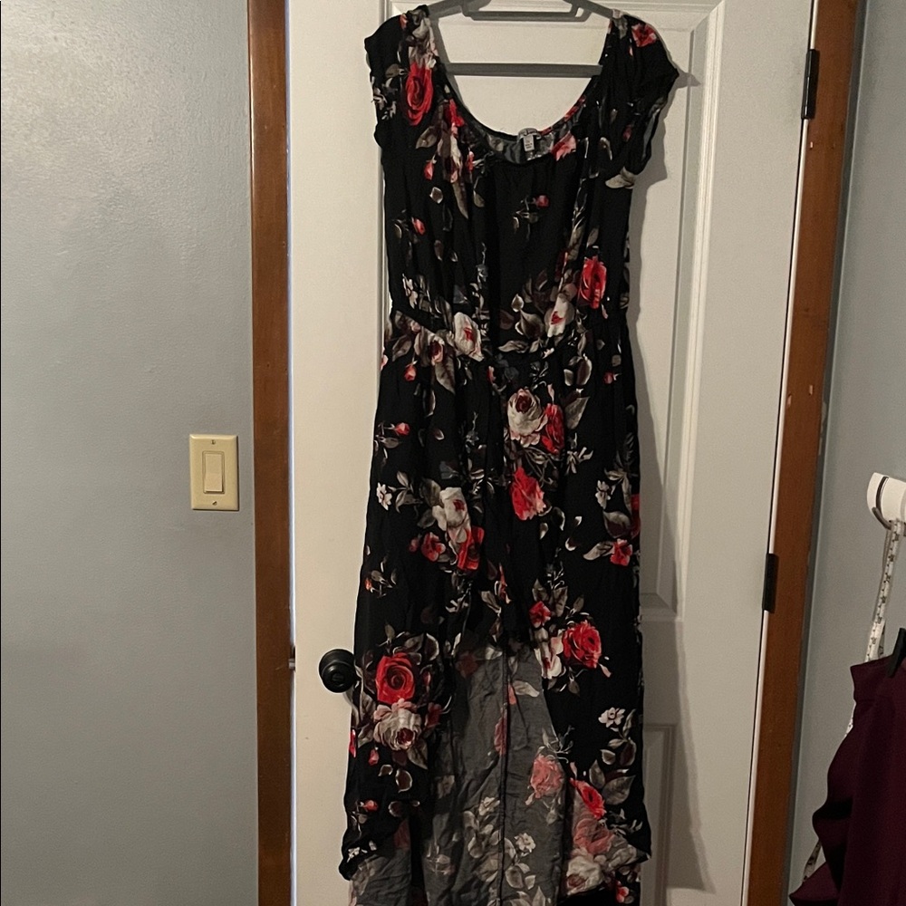 Floral Black and Red Women's romper Dress